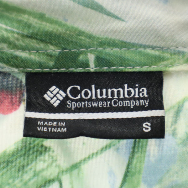 コロンビア アウトドア 半袖 オープンカラー アロハシャツ S グリーン系 Columbia メンズ