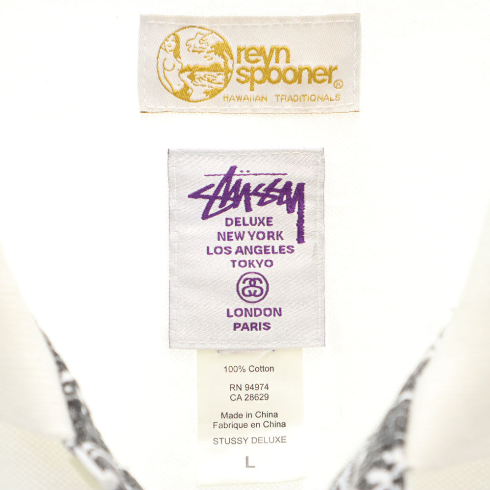 レインスプーナー ステューシー コラボ 半袖 ポロシャツ L ホワイト reyn spooner STUSSY メンズ