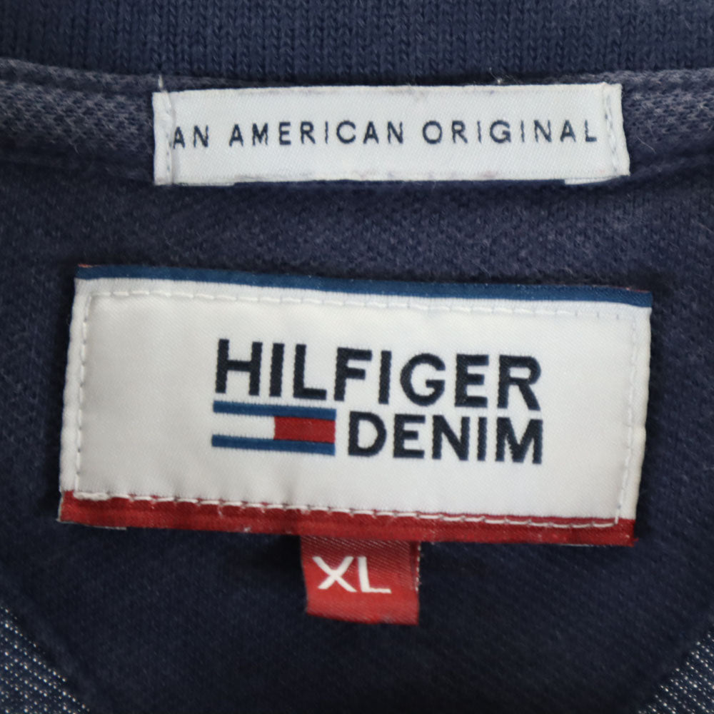 ヒルフィガーデニム 半袖 ポロシャツ XL ネイビー系 HILFIGER DENIM ハーフボタン トミーヒルフィガー メンズ