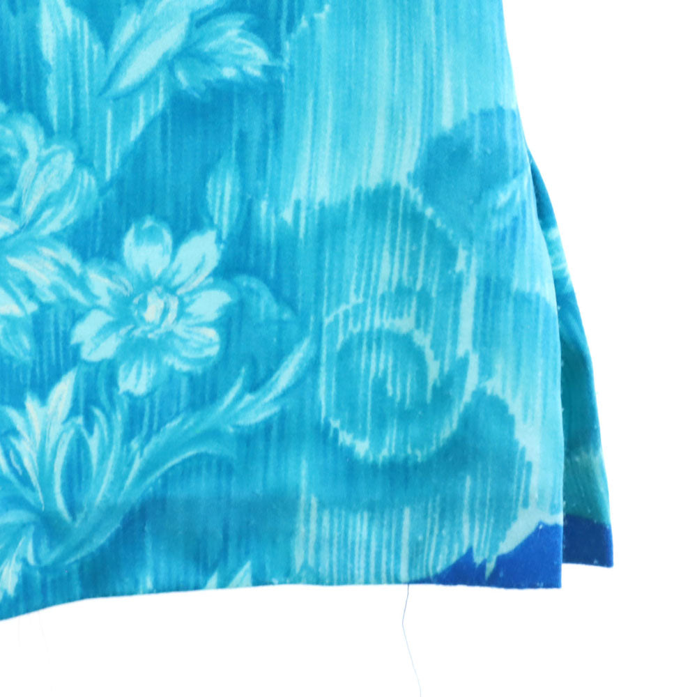 Tori Richard トリリチャード 70s 80s USA製 ヴィンテージ 花柄 長袖 アロハシャツ 10 ブルー レディース