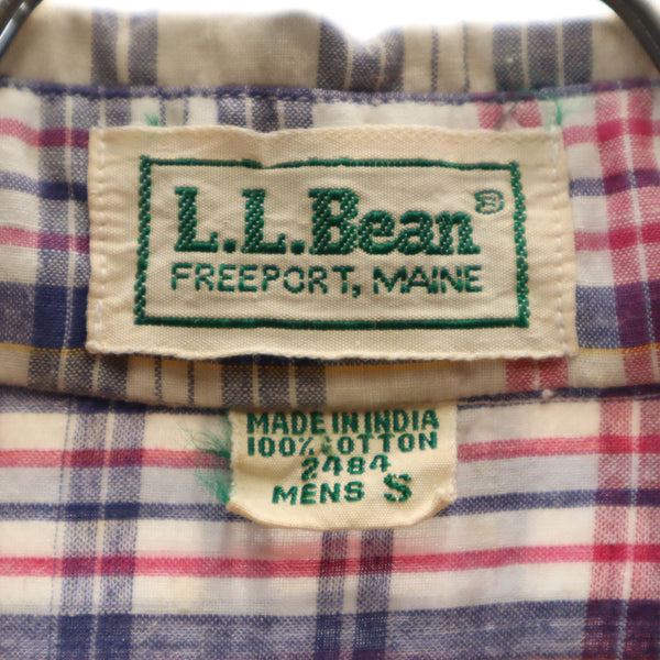 エルエルビーン 80s アウトドア ヴィンテージ チェック柄 半袖 ボタンダウンシャツ S ベージュ 他 L.L.Bean メンズ