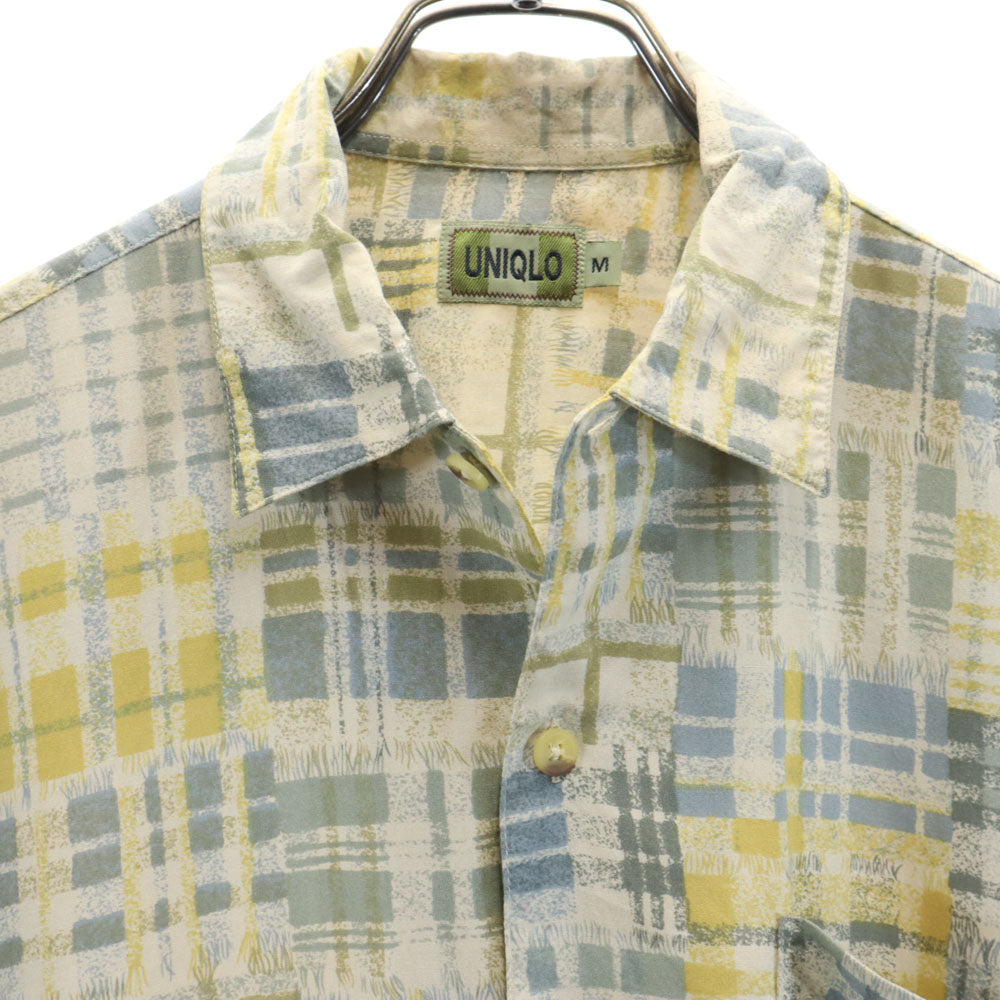 ユニクロ オールド チェック柄 半袖 シャツ M グレージュ他 UNIQLO メンズ