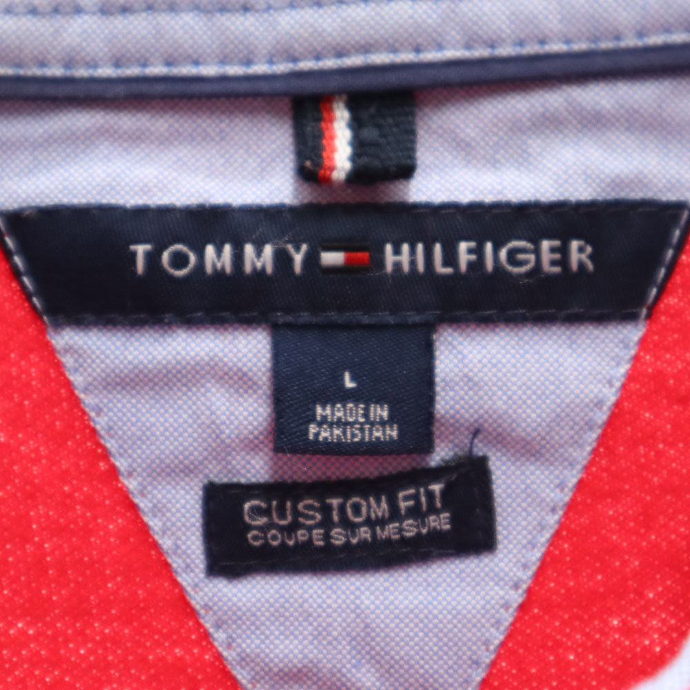 トミーヒルフィガー 半袖 ポロシャツ L レッド TOMMY HILFIGER 鹿の子 メンズ