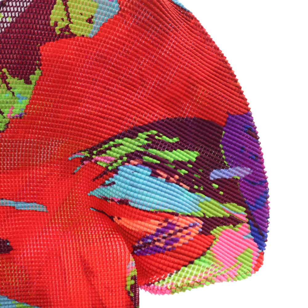 ミー イッセイミヤケ 90s オールド 半袖 カットソー F レッド me ISSEY MIYAKE トップス 絞り フレンチスリーブ レディース