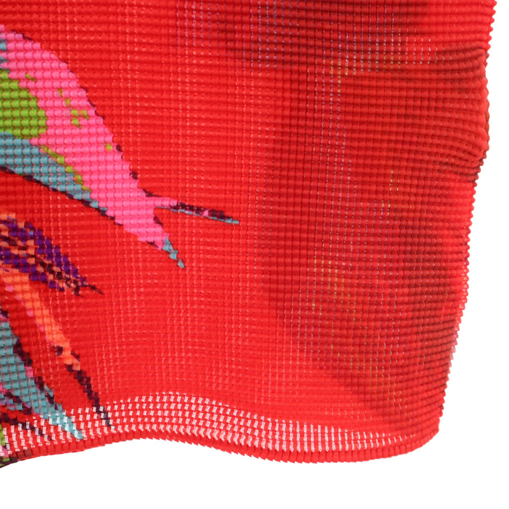 ミー イッセイミヤケ 90s オールド 半袖 カットソー F レッド me ISSEY MIYAKE トップス 絞り フレンチスリーブ レディース