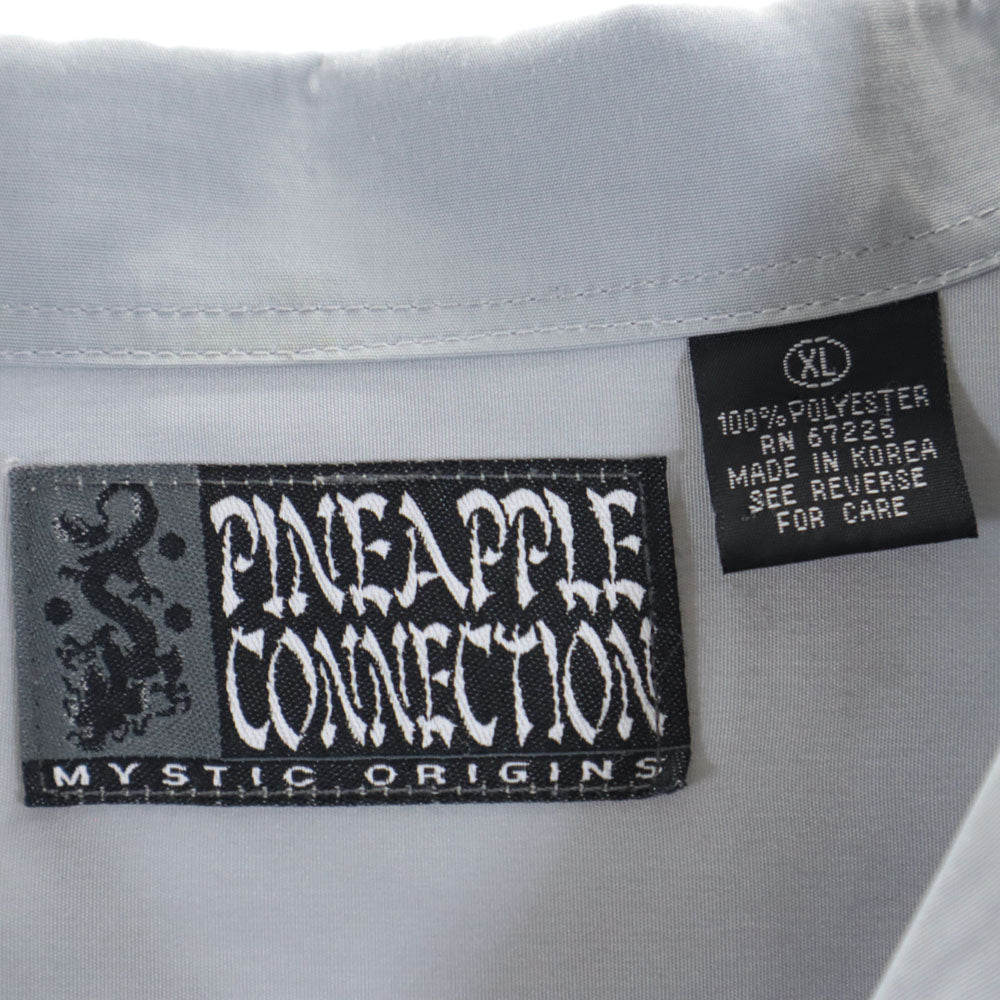 パイナップルコネクション ドラゴン 半袖 オープンカラーシャツ XL グレー PINEAPPLE CONNECTION 龍 メンズ