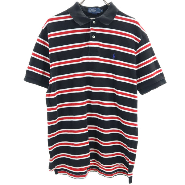 ポロバイラルフローレン ボーダー柄 半袖 ポロシャツ L ブラック 他 Polo by Ralph Lauren 鹿の子 メンズ