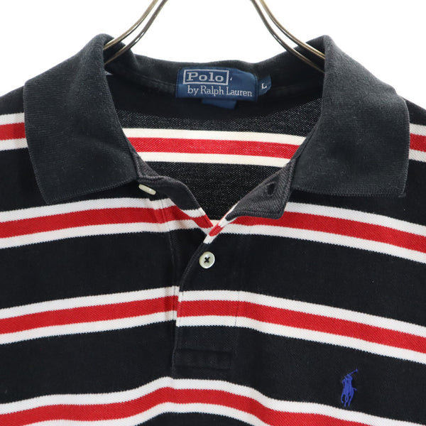 ポロバイラルフローレン ボーダー柄 半袖 ポロシャツ L ブラック 他 Polo by Ralph Lauren 鹿の子 メンズ