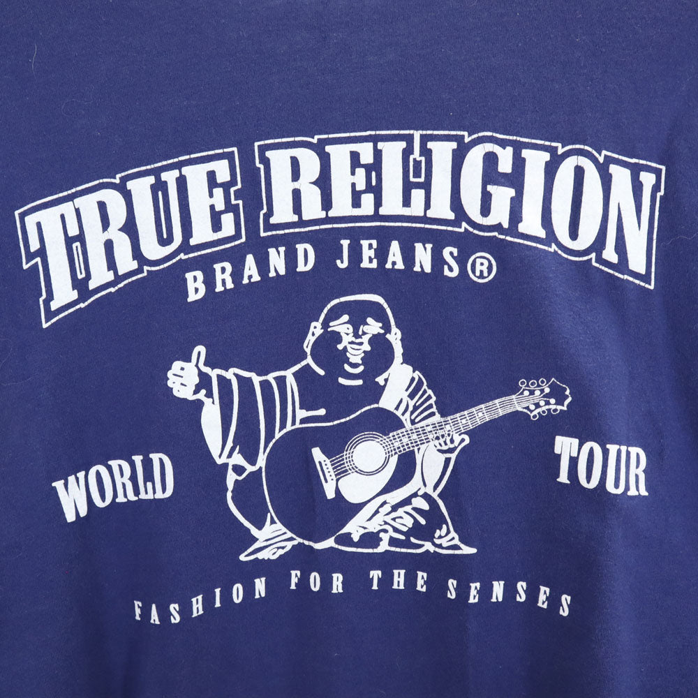 トゥルーレリジョン バックプリント 半袖 Tシャツ L ネイビー TRUE RELIGION メンズ