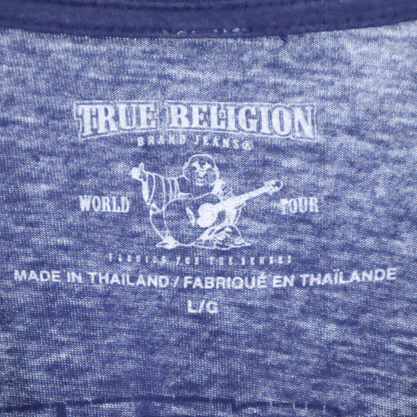 トゥルーレリジョン バックプリント 半袖 Tシャツ L ネイビー TRUE RELIGION メンズ