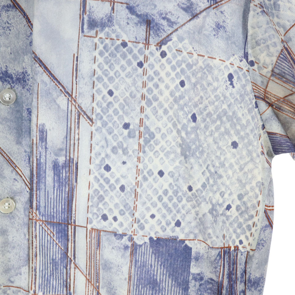 VINTAGE ヴィンテージ 70s 総柄 長袖 シャツ ネイビー系 メンズ