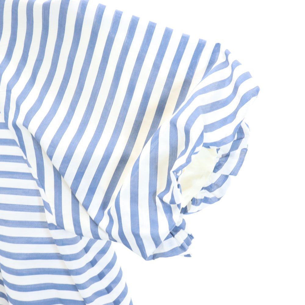 エッフェ ビームス 日本製 シルクブレンド ボーダー柄 半袖 バルーン袖 カットソー 38 ネイビー系 EFFE BEAMS レディース