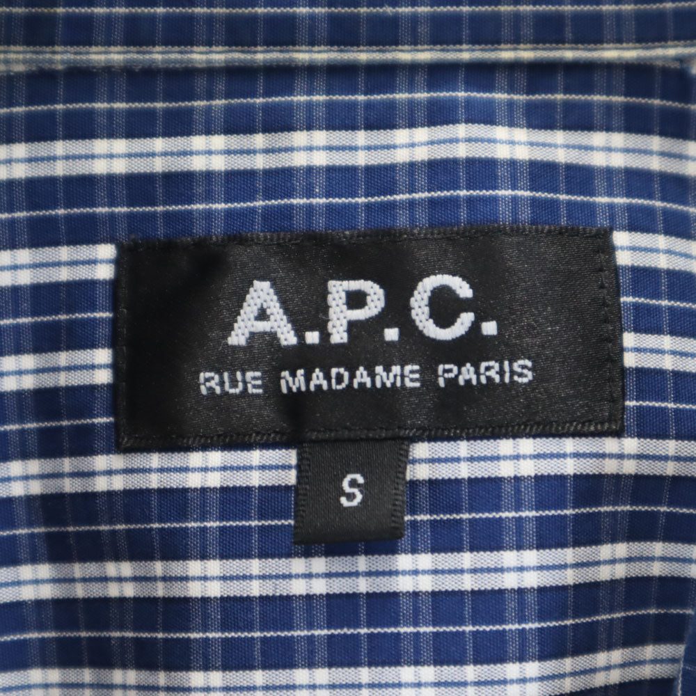 アーペーセー チェック柄 長袖 ボタンダウンシャツ S ネイビー系 A.P.C. メンズ