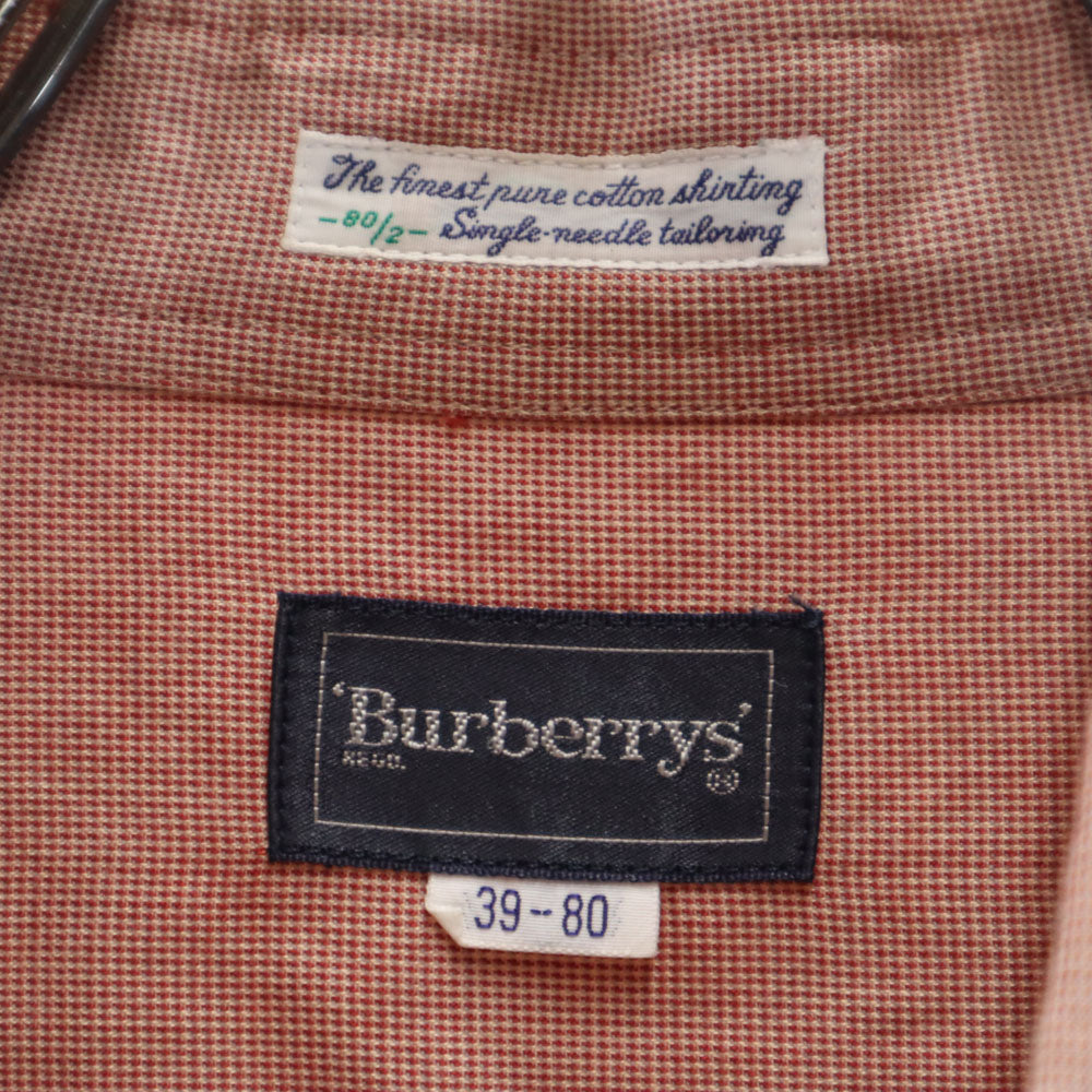 Burberrys バーバリーズ 90s 日本製 オールド 長袖 シャツ 39-80 ピンクブラウン系 メンズ