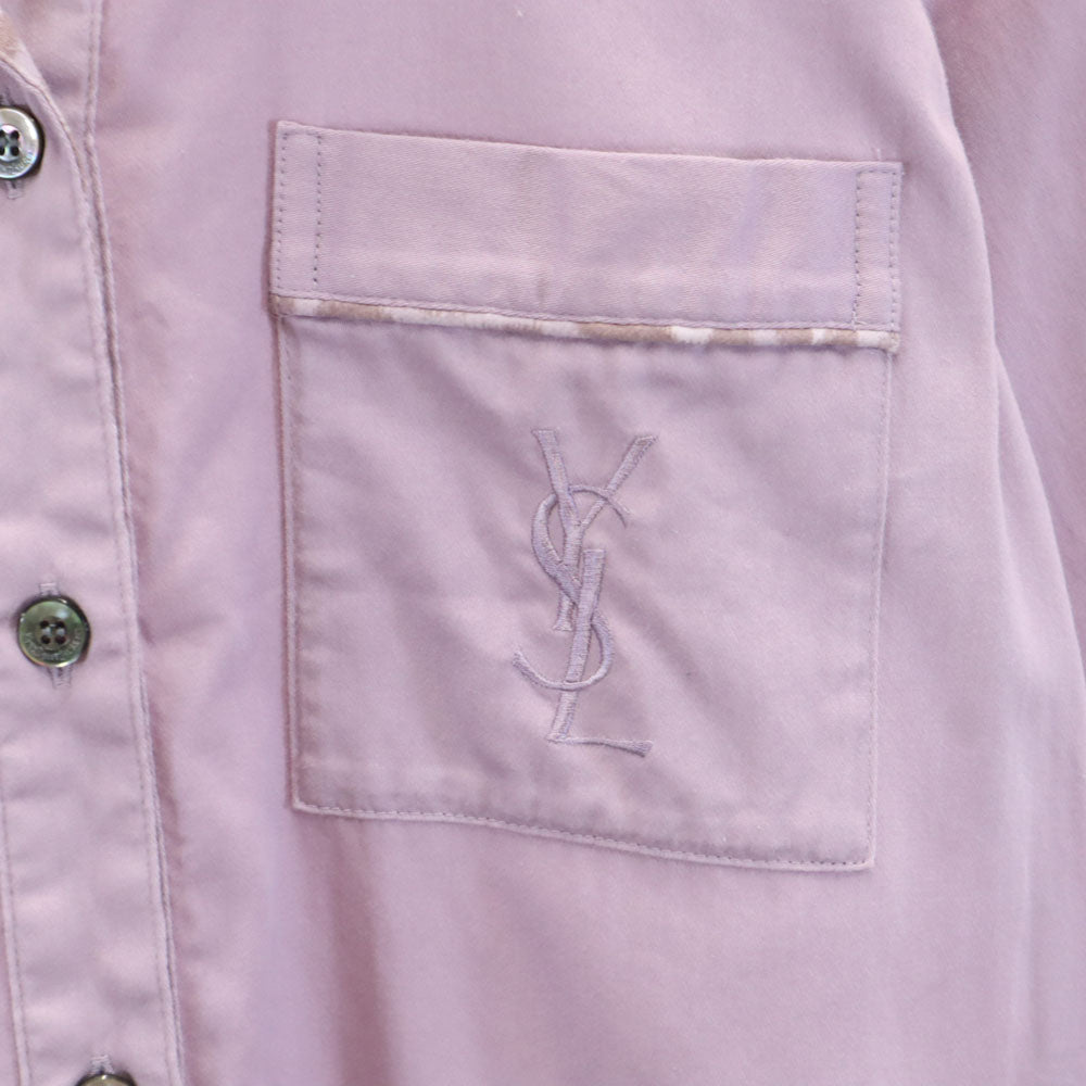 YVES SAINT LAURENT イヴサンローラン 日本製 7分袖 オープンカラーシャツ M パープル系 レディース