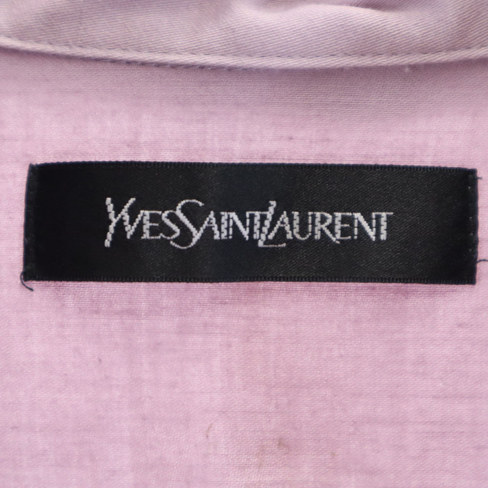 YVES SAINT LAURENT イヴサンローラン 日本製 7分袖 オープンカラーシャツ M パープル系 レディース