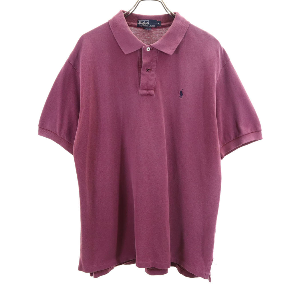 ポロバイラルフローレン 90s USA製 半袖 ポロシャツ M エンジ系 Polo by Ralph Lauren 鹿の子地 メンズ