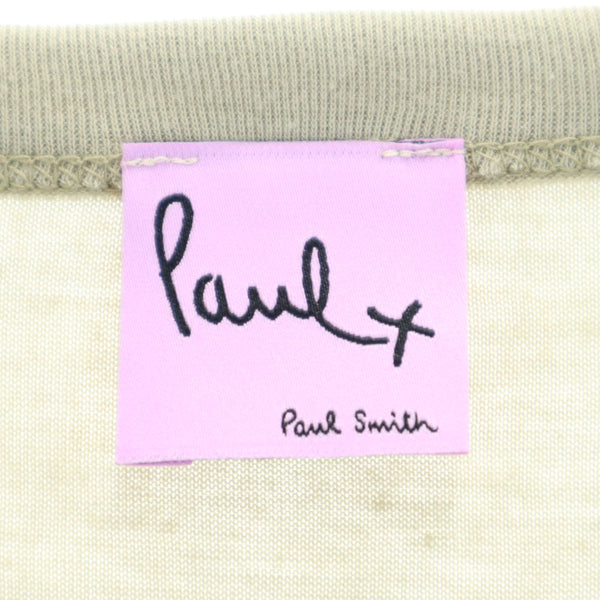 ポールスミスプラス プリント 半袖 Vネック チュニック M カーキ Paul＋ Paul Smith フレンチ袖 Tシャツ レディース