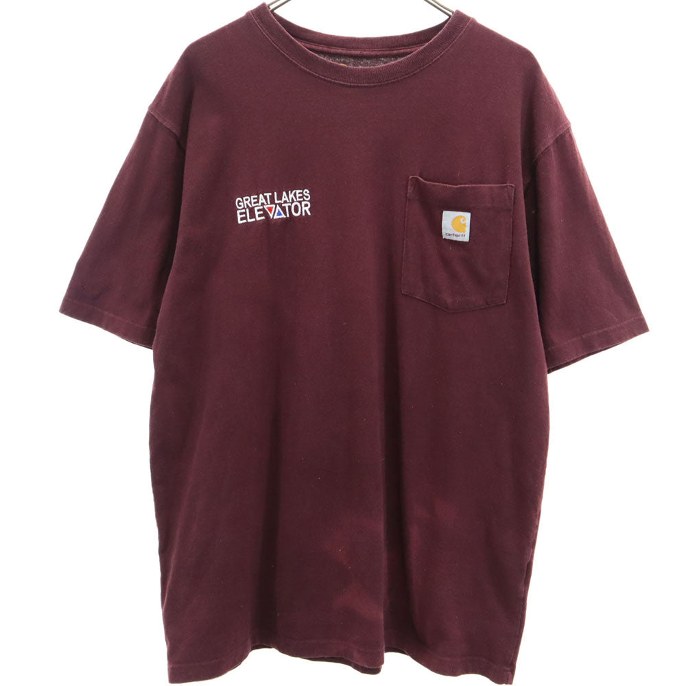 カーハート 半袖 Tシャツ M ボルドー Carhartt ポケT メンズ