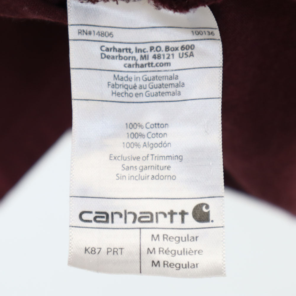 カーハート 半袖 Tシャツ M ボルドー Carhartt ポケT メンズ