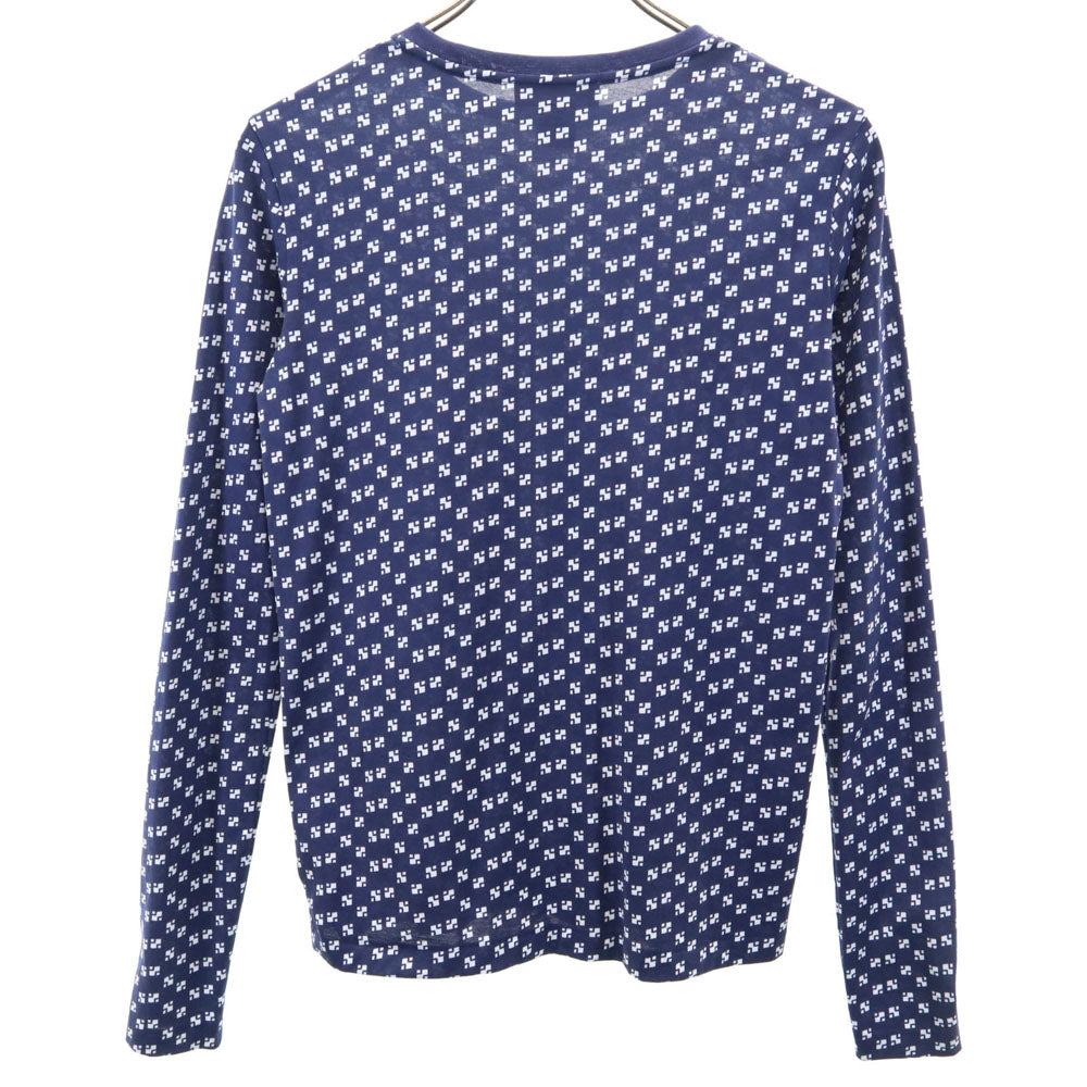 RALPH LAUREN ラルフローレン 総柄 長袖 Tシャツ XS ネイビー×ホワイト ロンT レディース