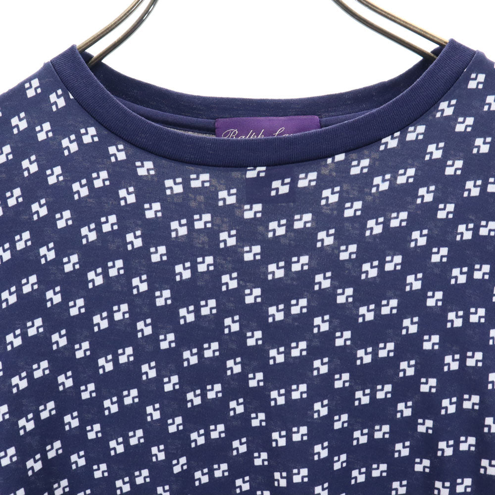 RALPH LAUREN ラルフローレン 総柄 長袖 Tシャツ XS ネイビー×ホワイト ロンT レディース