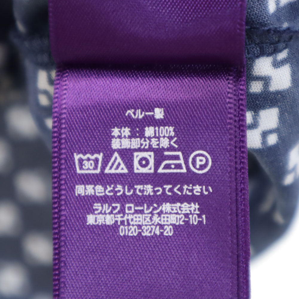RALPH LAUREN ラルフローレン 総柄 長袖 Tシャツ XS ネイビー×ホワイト ロンT レディース