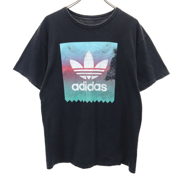 アディダス プリント トレフォイルロゴ 半袖 Tシャツ M ブラック adidas メンズ