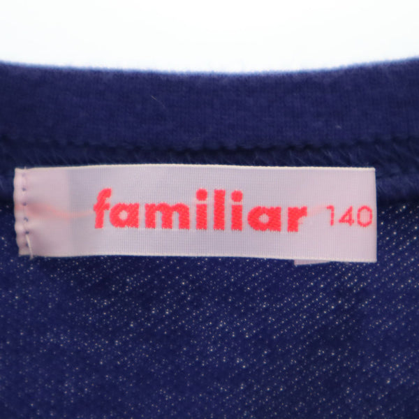 ファミリア 半袖 ワンピース 140 青紫 Familiar 鹿の子 フレンチスリーブ キッズ