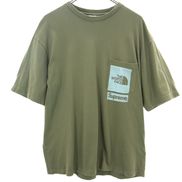 ノースフェイス シュプリーム コラボ NT023091 半袖 プリンティド ポケット Tシャツ M カーキ THE NORTH FACE ｘ Supreme Printed Pocket Tee メンズ