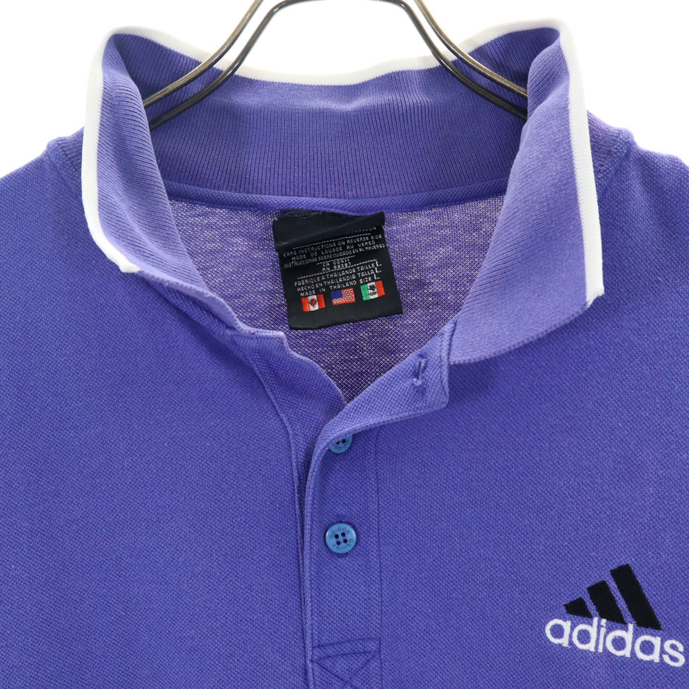 adidas アディダス 90s オールド 半袖 ポロシャツ L パープル 鹿の子 メンズ