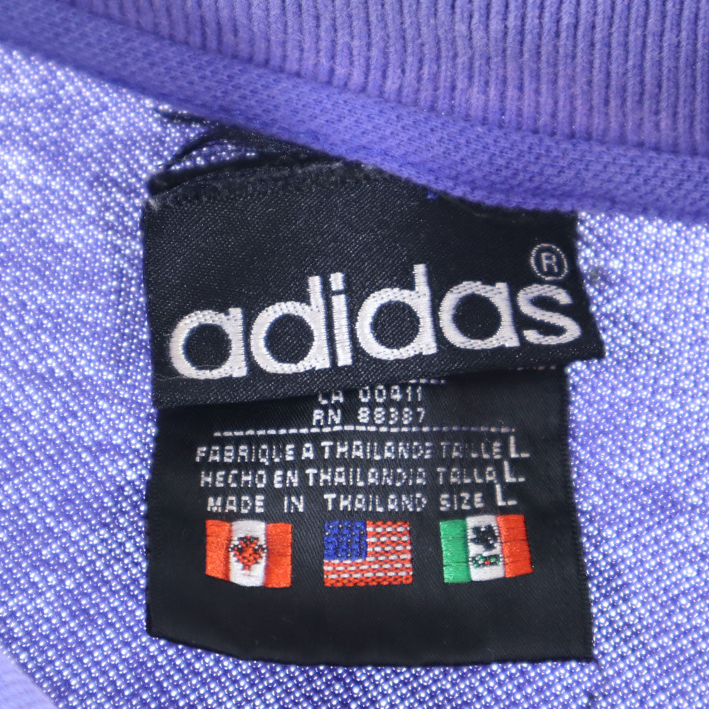 adidas アディダス 90s オールド 半袖 ポロシャツ L パープル 鹿の子 メンズ