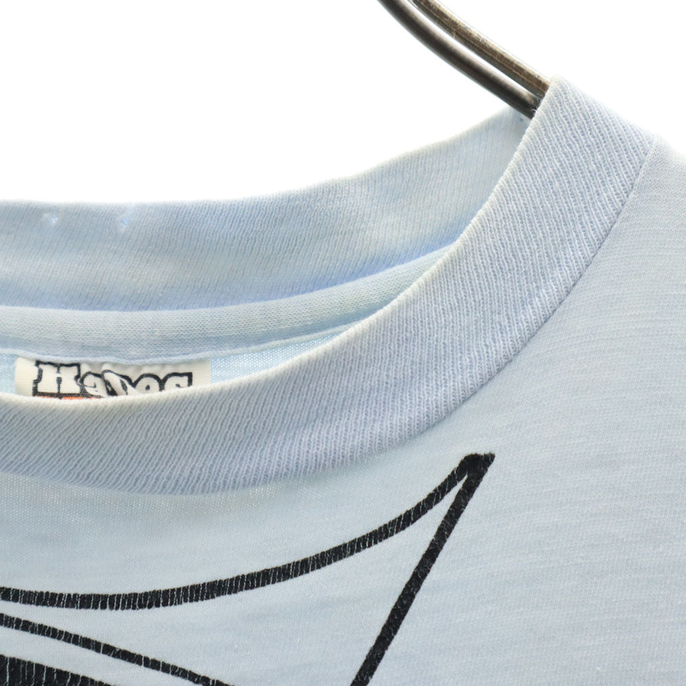 Hanes ヘインズ 80s USA製 ヴィンテージ オレンジタグ プリント 半袖 Tシャツ S ブルー メンズ