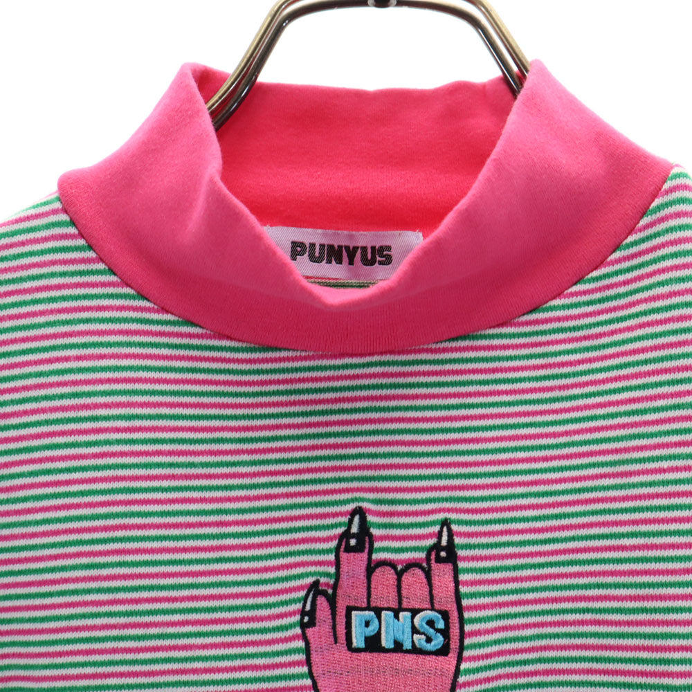 プニュズ ボーダー柄 半袖 モックネック カットソー 1 ピンク 他 PUNYUS Tシャツ レディース