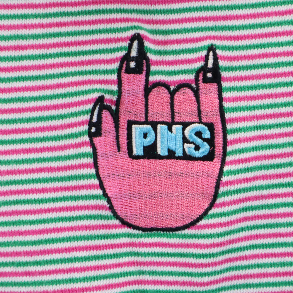 プニュズ ボーダー柄 半袖 モックネック カットソー 1 ピンク 他 PUNYUS Tシャツ レディース