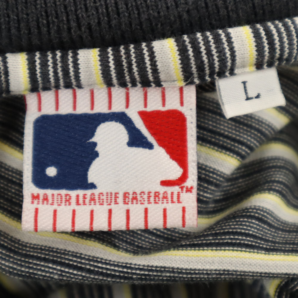 メジャーリーグベースボール ヤンキース ボーダー柄 半袖 ポロシャツ L グレー系 Major League Baseball メンズ