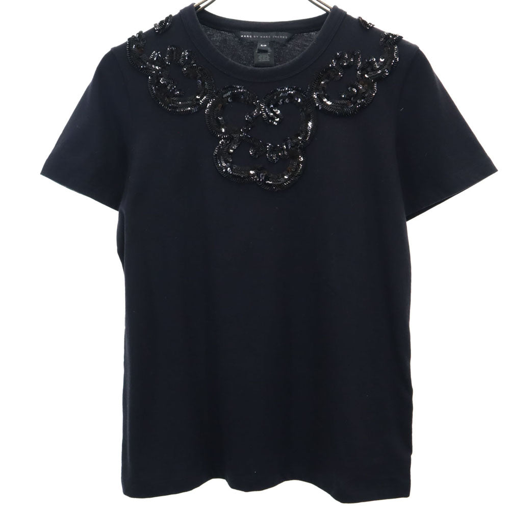 マークバイマークジェイコブス 半袖 スパンコール装飾 Tシャツ S ブラック MARC BY MARC JACOBS レディース