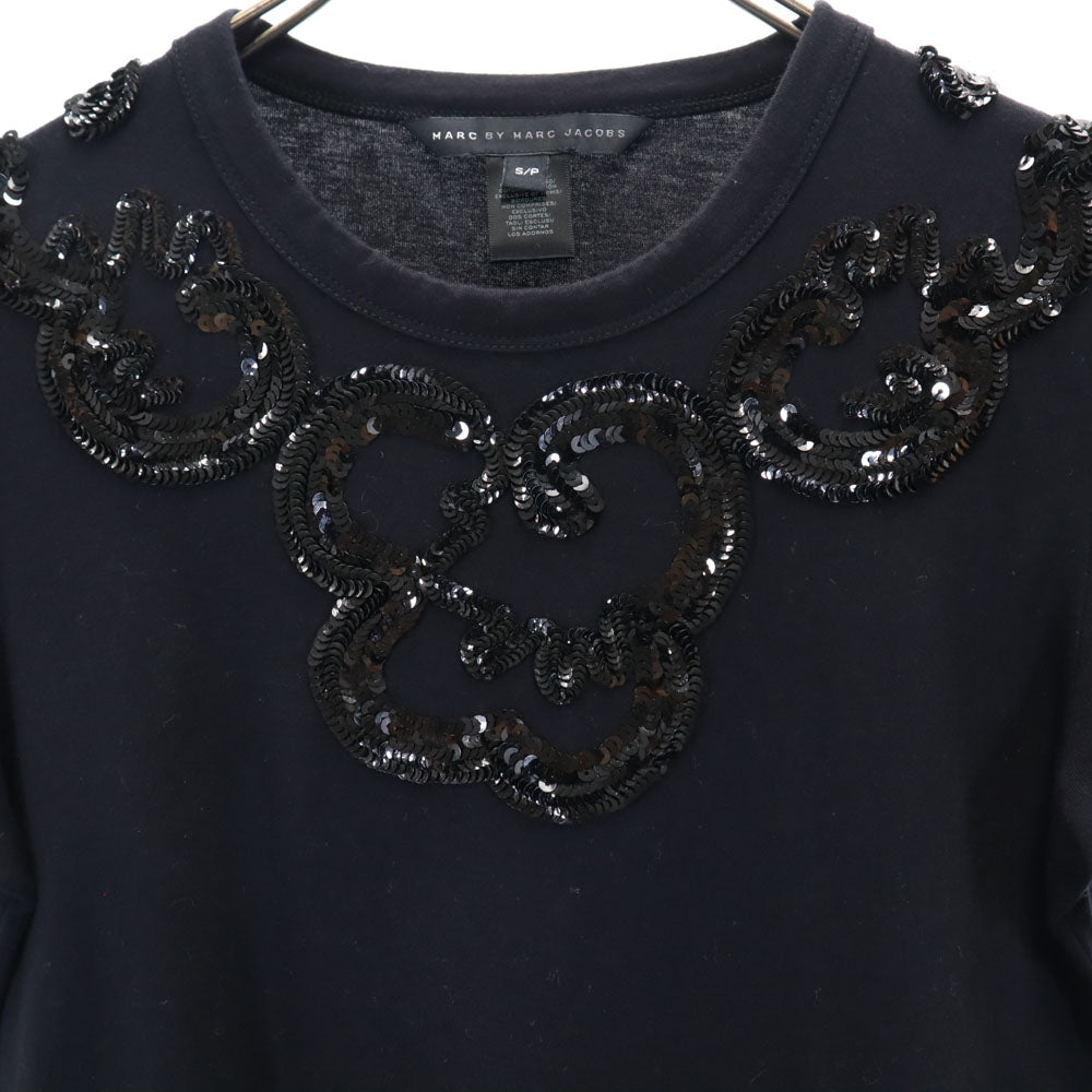マークバイマークジェイコブス 半袖 スパンコール装飾 Tシャツ S ブラック MARC BY MARC JACOBS レディース