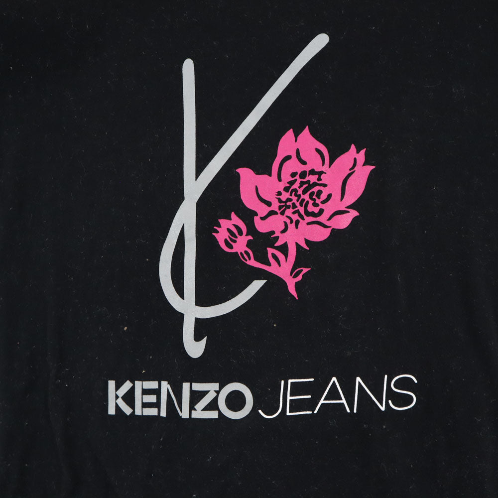 ケンゾージーンズ 90s 日本製 北斎タグ オールド プリント 半袖 Tシャツ FREE ブラック系 KENZO JEANS メンズ