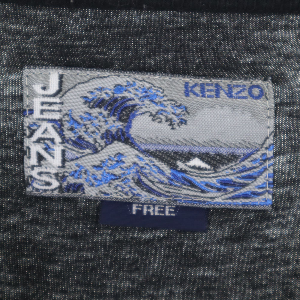 ケンゾージーンズ 90s 日本製 北斎タグ オールド プリント 半袖 Tシャツ FREE ブラック系 KENZO JEANS メンズ