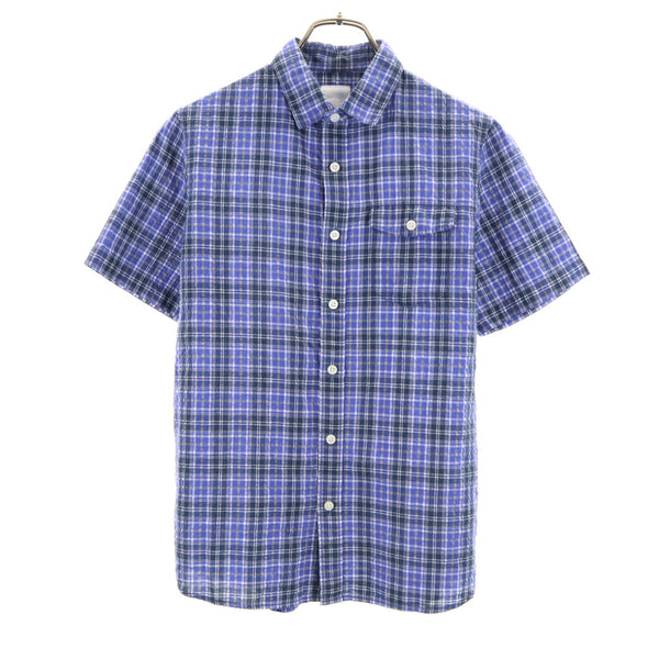 ノースフェイス アウトドア NR21538 半袖 シアサッカー チェックシャツ S 青紫系 THE NORTH FACE WSR CHCK SHIRT メンズ