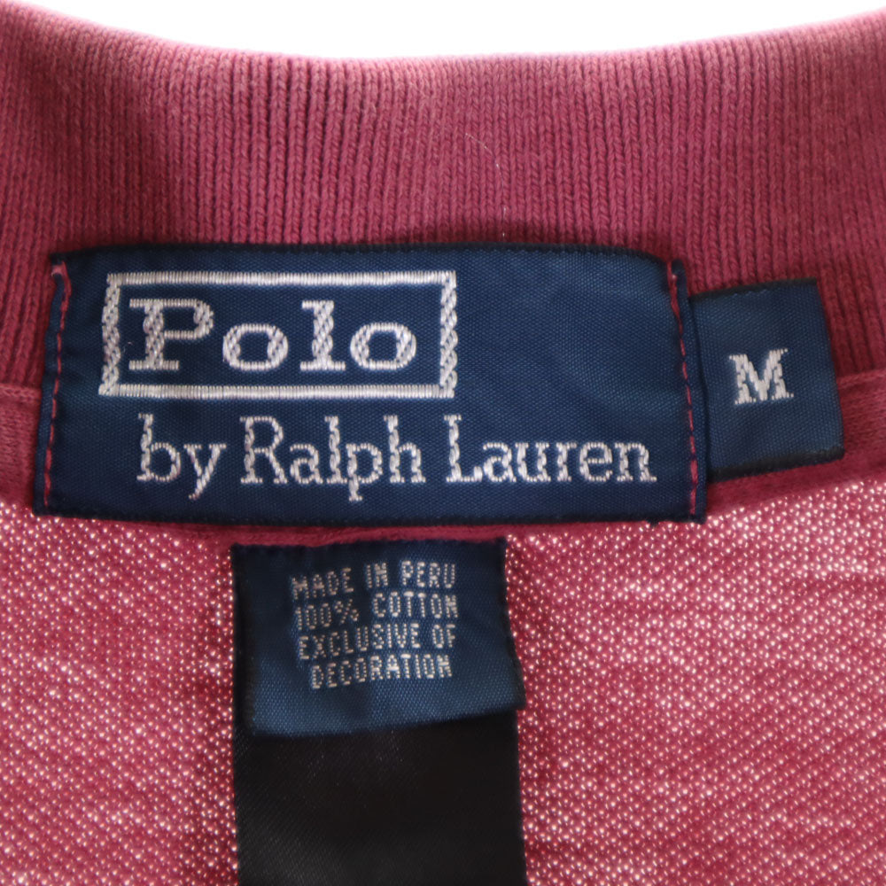 ポロバイラルフローレン 半袖 ポロシャツ M 赤紫系 Polo by Ralph Lauren 鹿の子 メンズ