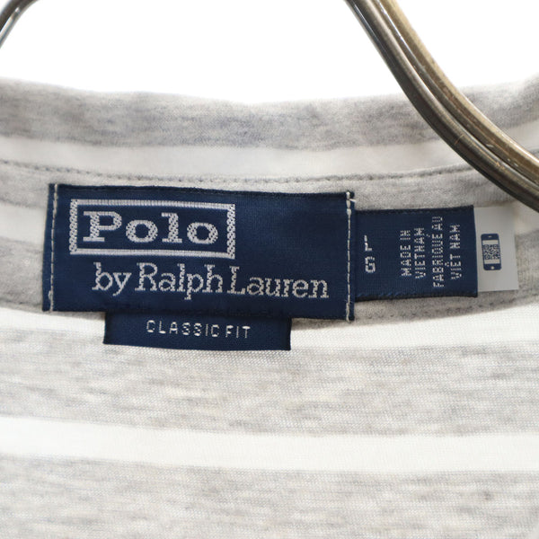 ポロバイラルフローレン ボーダー 半袖 ポロシャツ L グレー系 Polo by Ralph Lauren メンズ