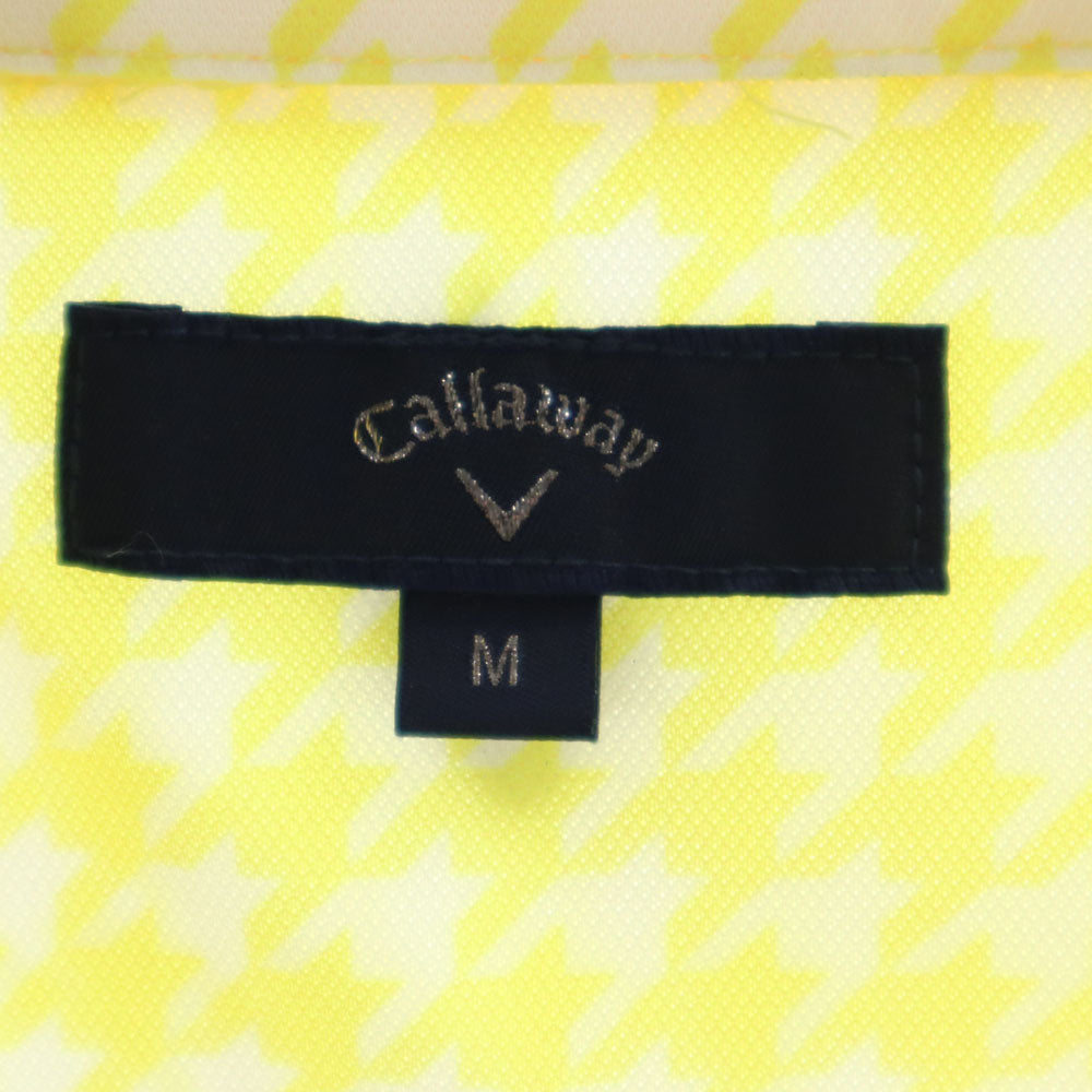 キャロウェイ 総柄 ゴルフ 半袖 ボタンダウン ポロシャツ M イエロー Callaway メンズ