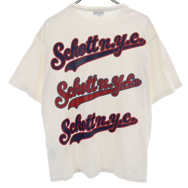 ショット バックプリント 半袖 Tシャツ M ホワイト schott メンズ