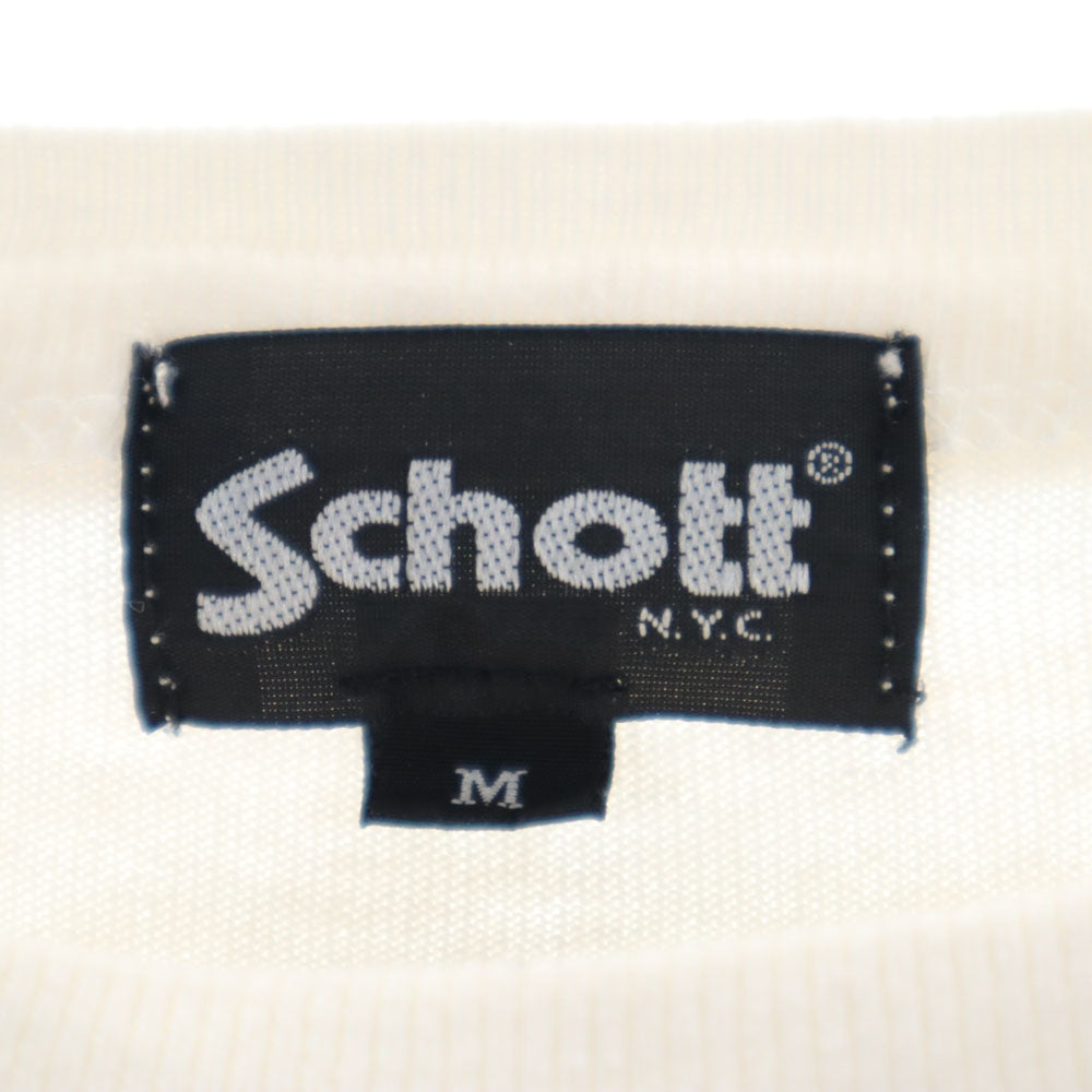 ショット バックプリント 半袖 Tシャツ M ホワイト schott メンズ