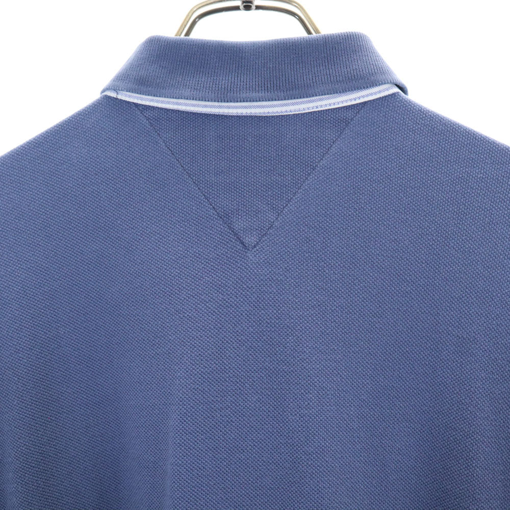 トミーヒルフィガー 90s オールド 半袖 ポロシャツ L ブルー系 TOMMY HILFIGER 鹿の子地 メンズ