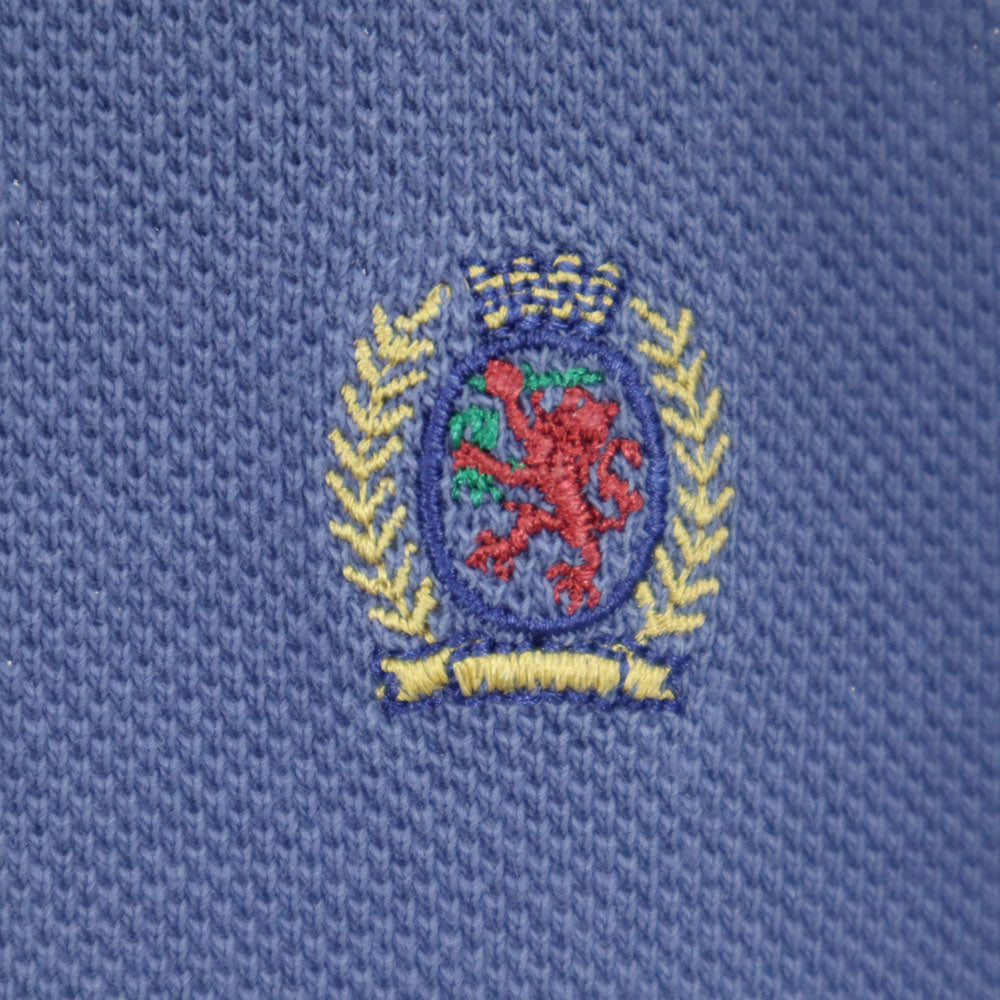 トミーヒルフィガー 90s オールド 半袖 ポロシャツ L ブルー系 TOMMY HILFIGER 鹿の子地 メンズ