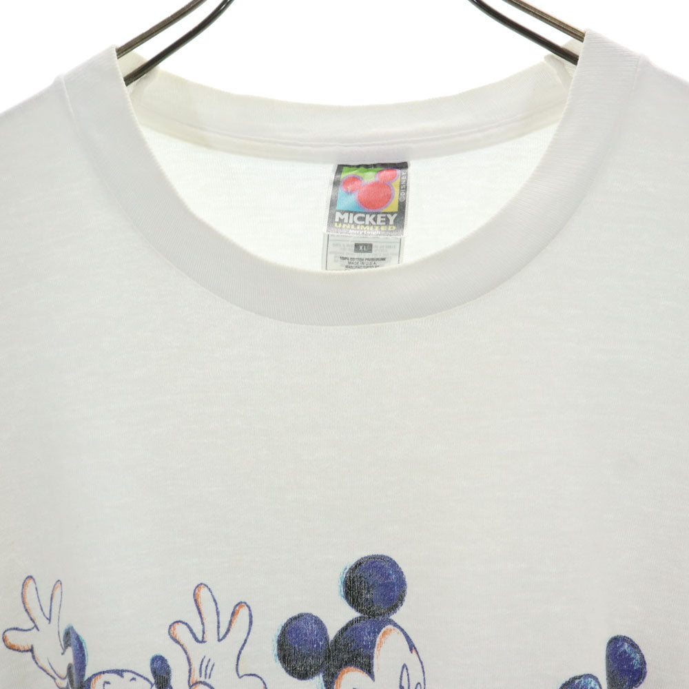 ミッキーアンリミテッド 90s ディズニー オールド ミッキーマウス プリント 半袖 Tシャツ XL ホワイト系 MICKEY UNLIMITED メンズ