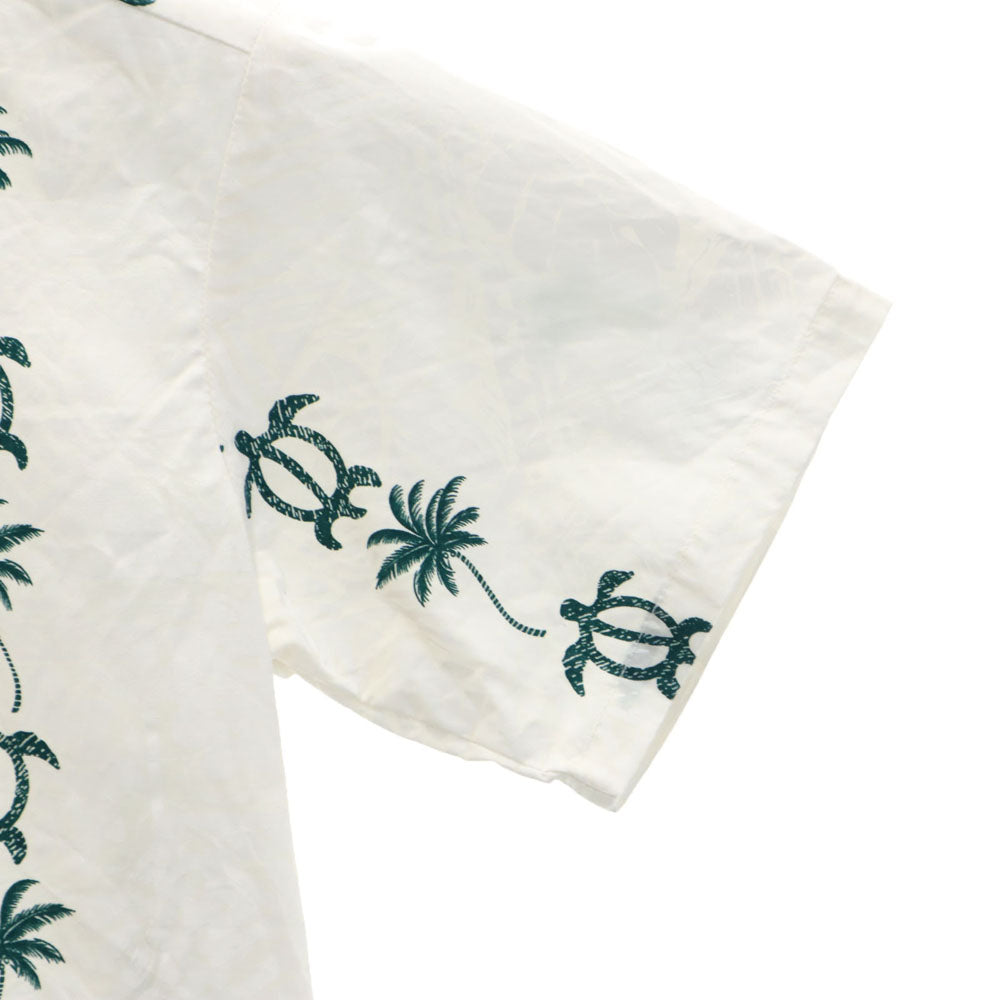 ロイヤルハワイアンクリエーションズ 90s オールド ハワイ製 ホヌ柄 半袖 オープンカラー アロハシャツ 10 ホワイト ROYAL Hawaiian Creations パームツリー キッズ